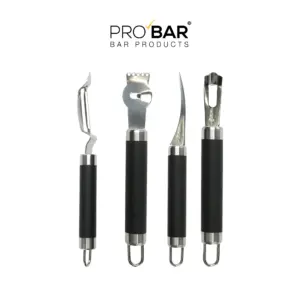 zester, kit The Bars de 4 piezas: acanalador, pelador de cítricos, acanalador pequeño y cuchillo decorador