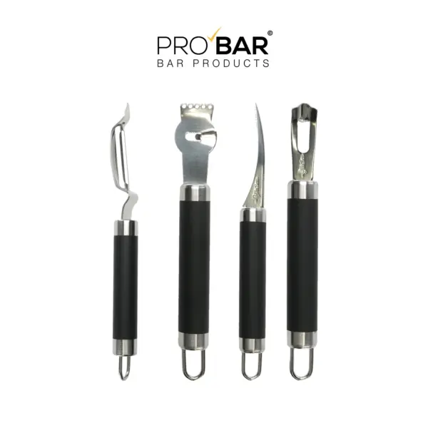 zester, kit The Bars de 4 piezas: acanalador, pelador de cítricos, acanalador pequeño y cuchillo decorador