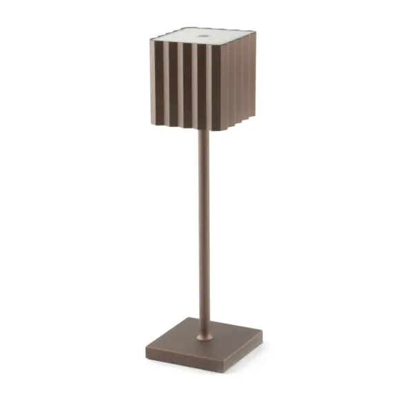 lámpara de mesa para restaurante Cupcake de 36 cm, base cuadrada de aluminio lacado en bronce