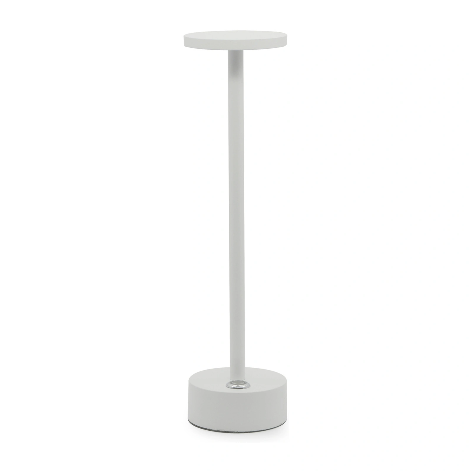 lámpara de mesa recargable: modelo Eclaire Lite en aluminio lacado en blanco, 30 cm de alto, con difusor de policarbonato