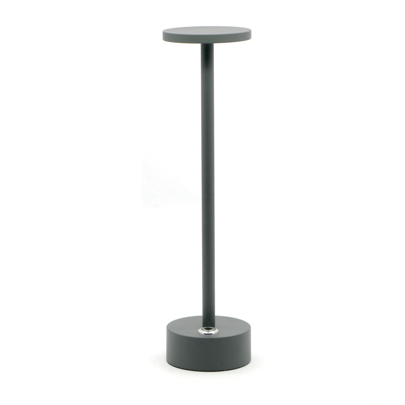 lámpara Eclaire Lite: acabado gris en aluminio lacado, 30 cm de alto, con difusor de policarbonato