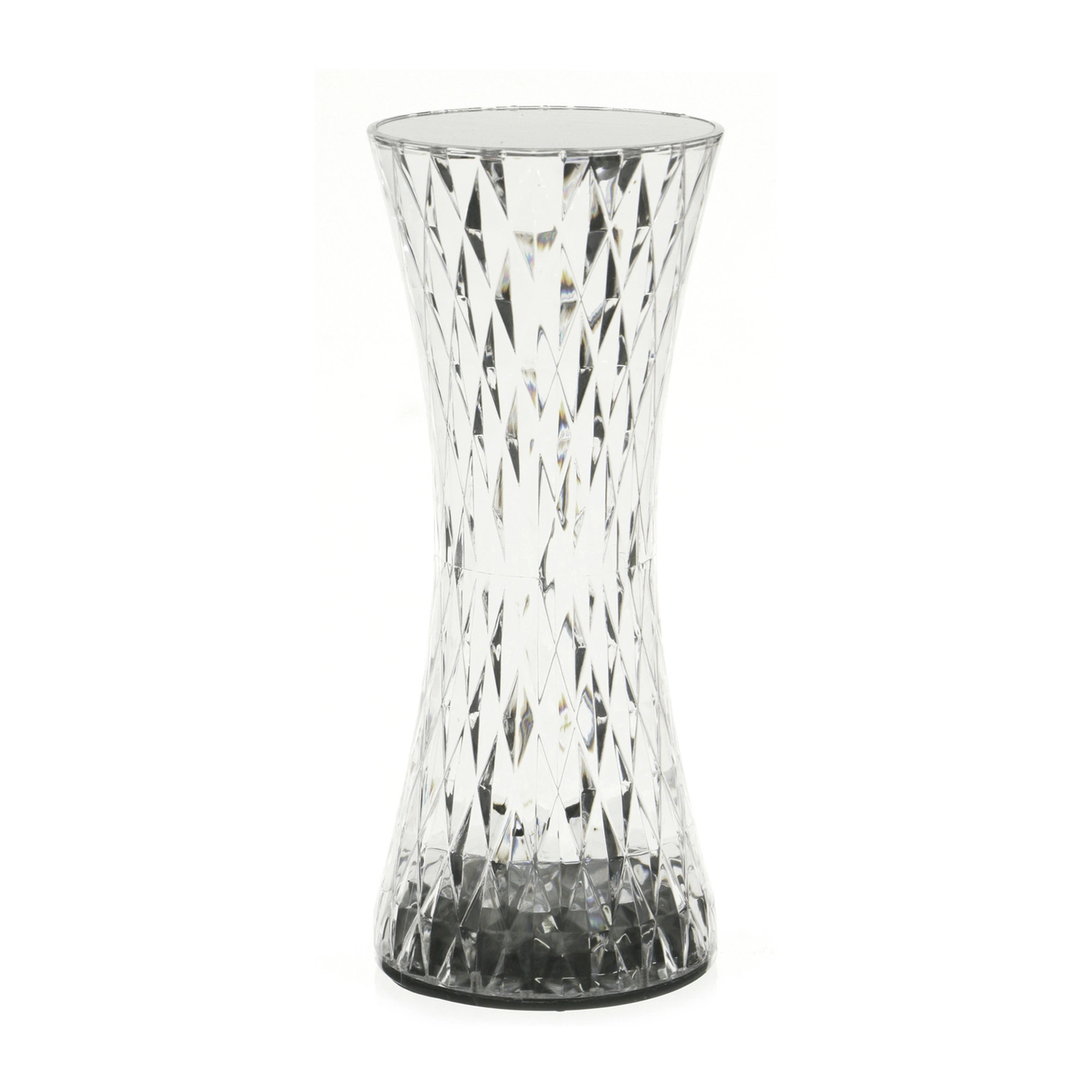 lámpara de mesa LED: modelo Reflex con cuerpo de poliestireno transparente, 19 cm de alto, recargable