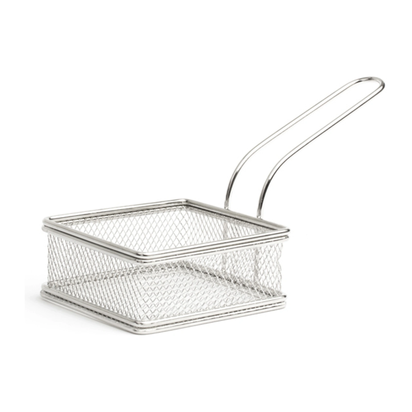 cesta para fritos cuadrada: Al Andalus de Comas en acero inoxidable de 11 x 11 cm, 4,5 cm de alto