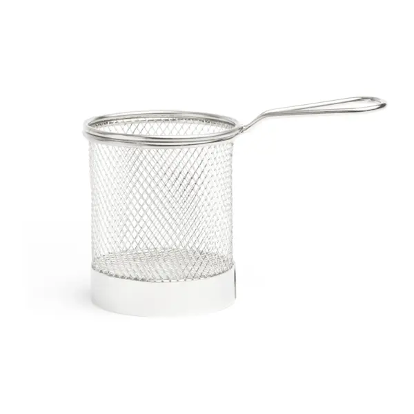 cesta para fritos redonda Al Andalus de Comas en acero inoxidable, 9 cm de diámetro y 12,5 cm de alto