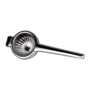 exprimidor de lima Platinum de Lumian en acero inoxidable 18/10, con cazoleta de nervaduras y mango largo