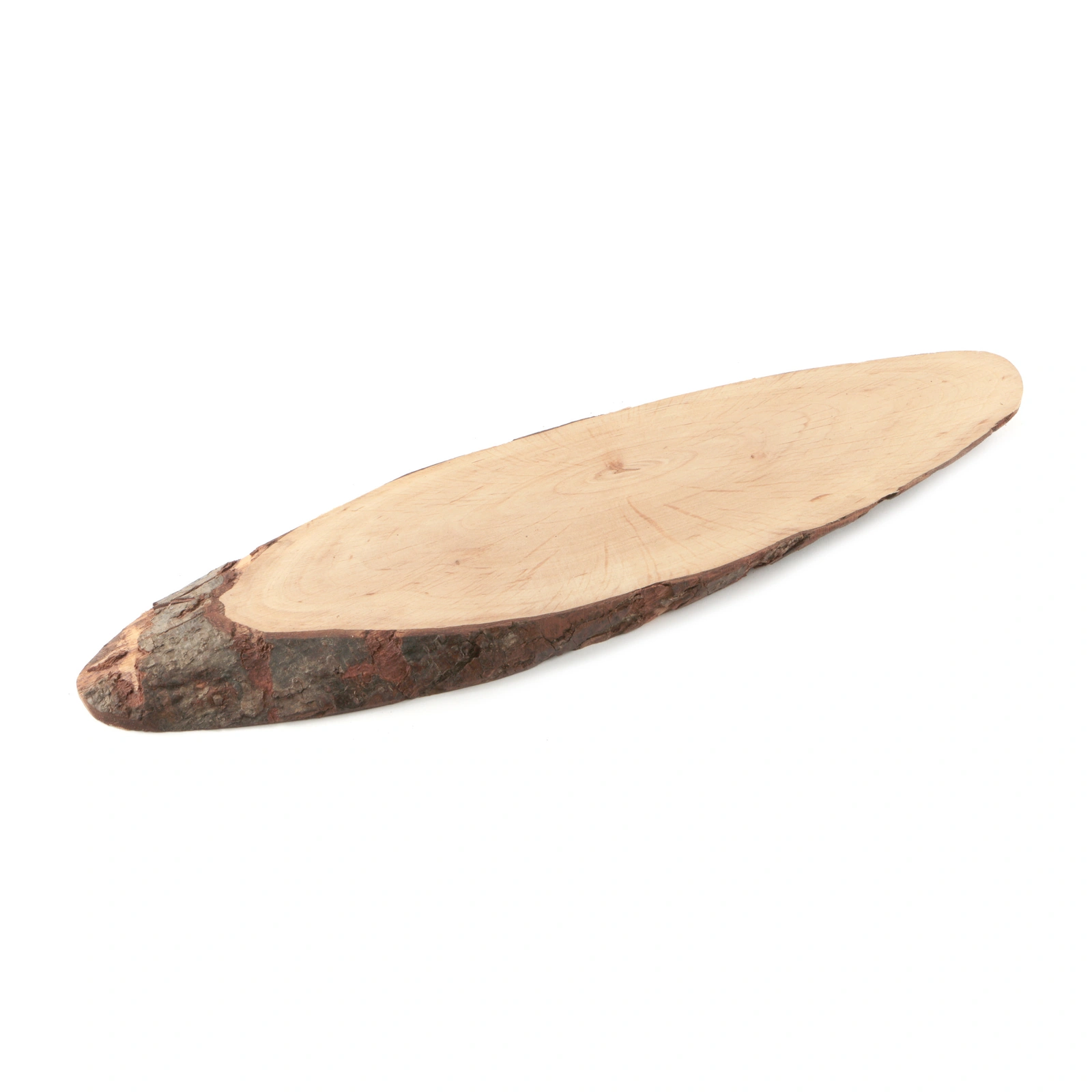 tabla con corteza ovalada de aliso de 41 a 49 cm de largo y de 12 a 15 cm de ancho, otra vista